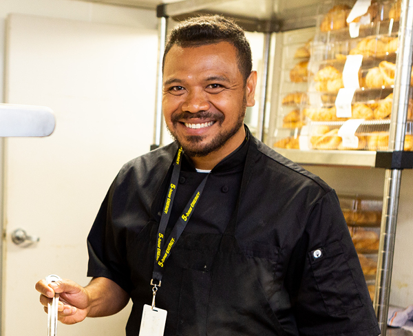 A man volunteering