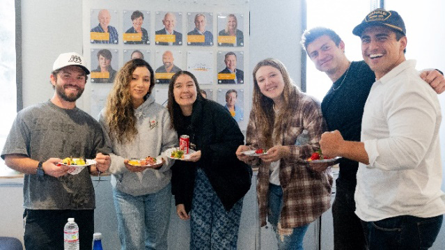 Group of students eating